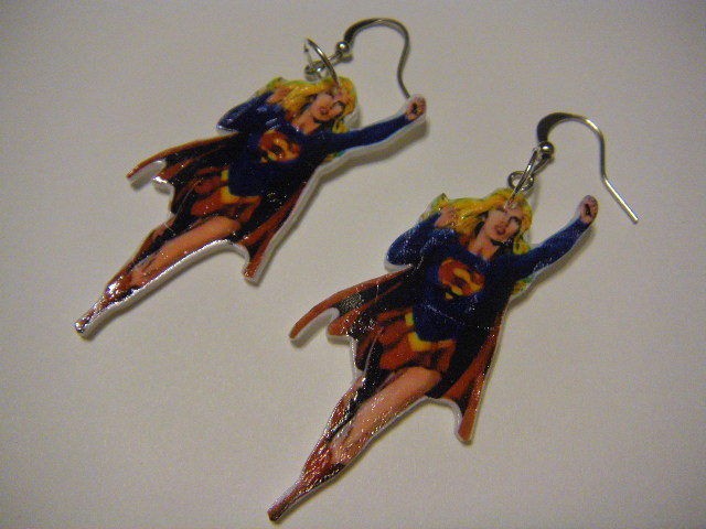 Superwoman Earrings   super hero tv shows retro classic