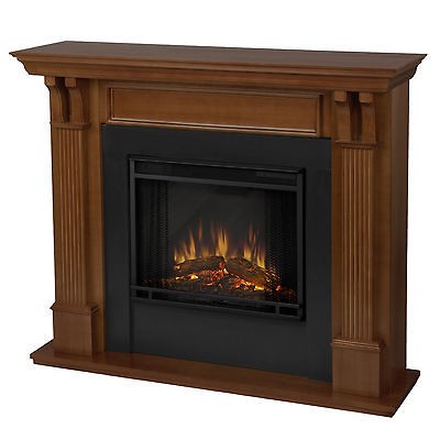   Oak Finish Electric Fireplace   Ashley Electric Fireplace by Real Fla