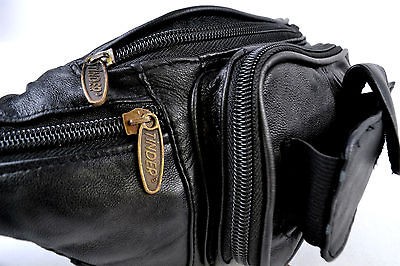Genuine Leather Medium Size Fanny Pack w/ Cellphone or Glasses Pocket 