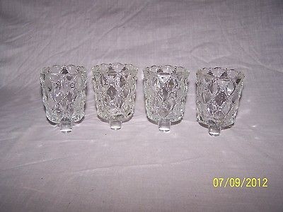   CLEAR HOBNAIL GLASS VINTAGE HOME INTERIOR VOTIVE CUP CANDLE HOLDERS