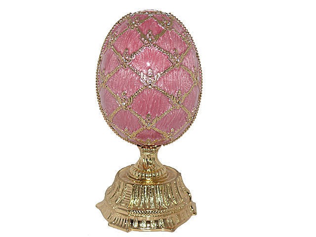 Swarovski Crystal Pink Russian Faberge Egg with Basket