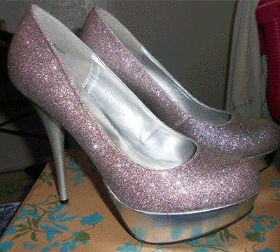 Glitter Pumps Multi Bamboo Colada 29 Heels Stilettos Metallic Silver 