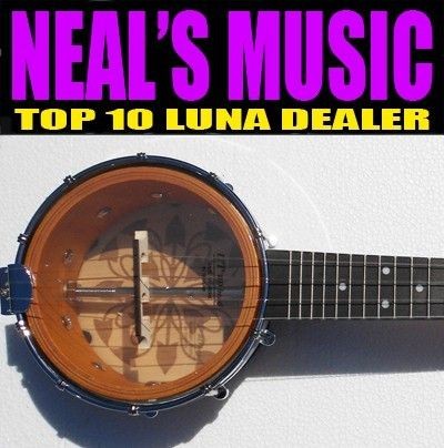 Luna Guitars UKE B6 KALO Banjo Ukulele + Gibson Guitar Strap