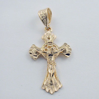 Newly listed 18K GOLD EP DIAMOND CUT CROSS CRUCIFIX PENDANT