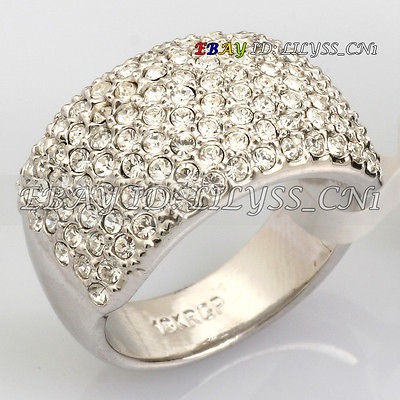  12mm band ring 18k gp use swarovski crystal more options metal ring 