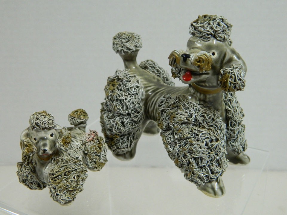 POODLE JAPAN VINTAGE SPAGHETTI FIGURINE MOM and PUP