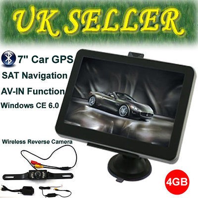   GPS SAT NAV POI SPEEDCAM BLUETOOTH 4GB+7 IR WIRELESS REVERSE CAMERA