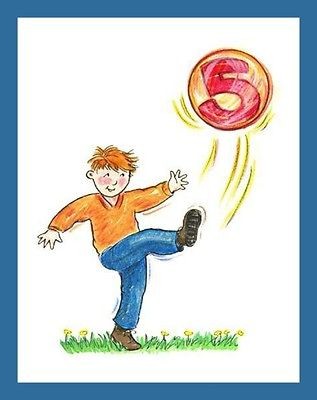 Magnet Card 5 Year Old Boy Kicking Ball Birthday