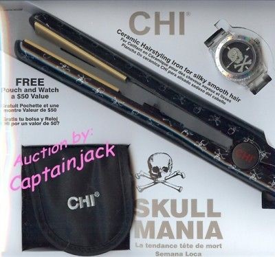 SKULL MANIA Farouk CHI 1 Ceramic Flat Hair Iron BLACK