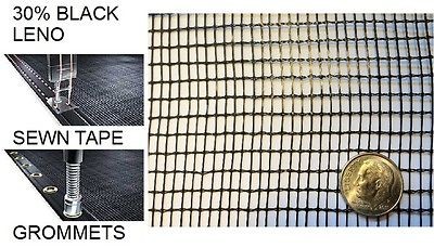 30% Black Leno Shade Cloth 6 x 40 Tape all sides Grommets 2 o/c