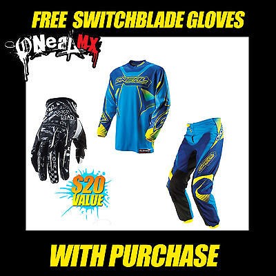 2013 ONEAL ELEMENT (36/XL)PANT/JERSEY)FREE MX SB GLOVE (BLU/YEL) DIRT 