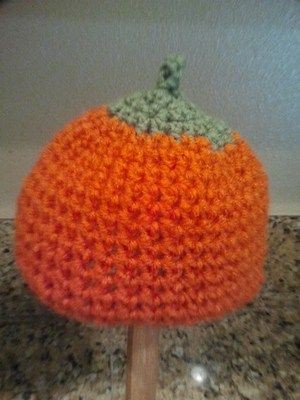 Baby Beanie, Crochet Pumpkin Hat, New Born Halloween Pumpkin Costume