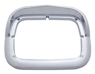 headlight bezel(2) 6X8 chrome plastic single head light with visor for 