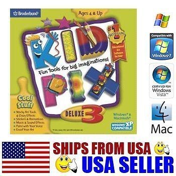 KID PIX DELUXE 3 Drawing Kids PC Game for PC MAC XP NEW