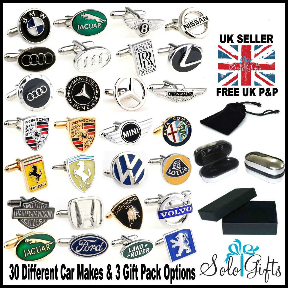 Novelty Silver & Gold Motor Car Cufflinks **30 STYLES + 3 GIFT BOX 