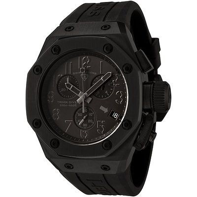   Men 10541 BLK Trimix Diver Chronograph Black Rubber Watch BRAND NEW