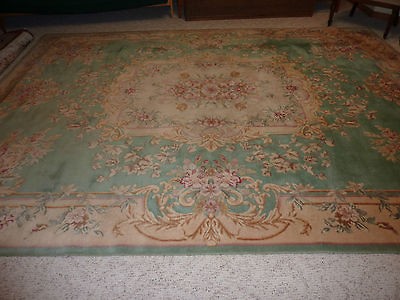   1940s LOUVRE KARASTAN Label 100% Wool Rug 9 X 12 Ft Excellent Cond