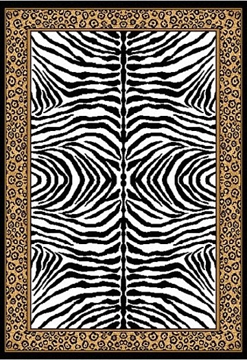   Border Zebra Skin Area Rug 6x8 African Carpet   Actual 5 3 x 7 5