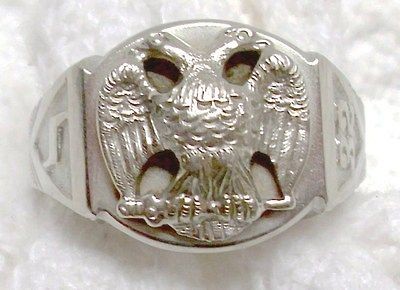 Vintage Mason Eagle 18K White Gold 32ND Mens Ring