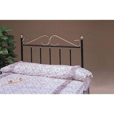   BLACK FINISH IRON HEADBOARD WITH BRASS S DESIGN ** 