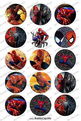 30 Precut 1 Spiderman, boy toy Bottle Cap Images on photo paper