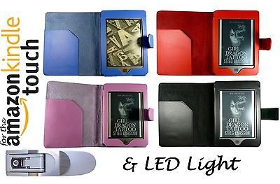 for  KINDLE TOUCH WIFI & 3G LEATHER CASE COVER WALLET WITH SUPER 