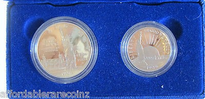 1986 S Silver Proof Ellis Island Commemorative Two Coin Set #918c