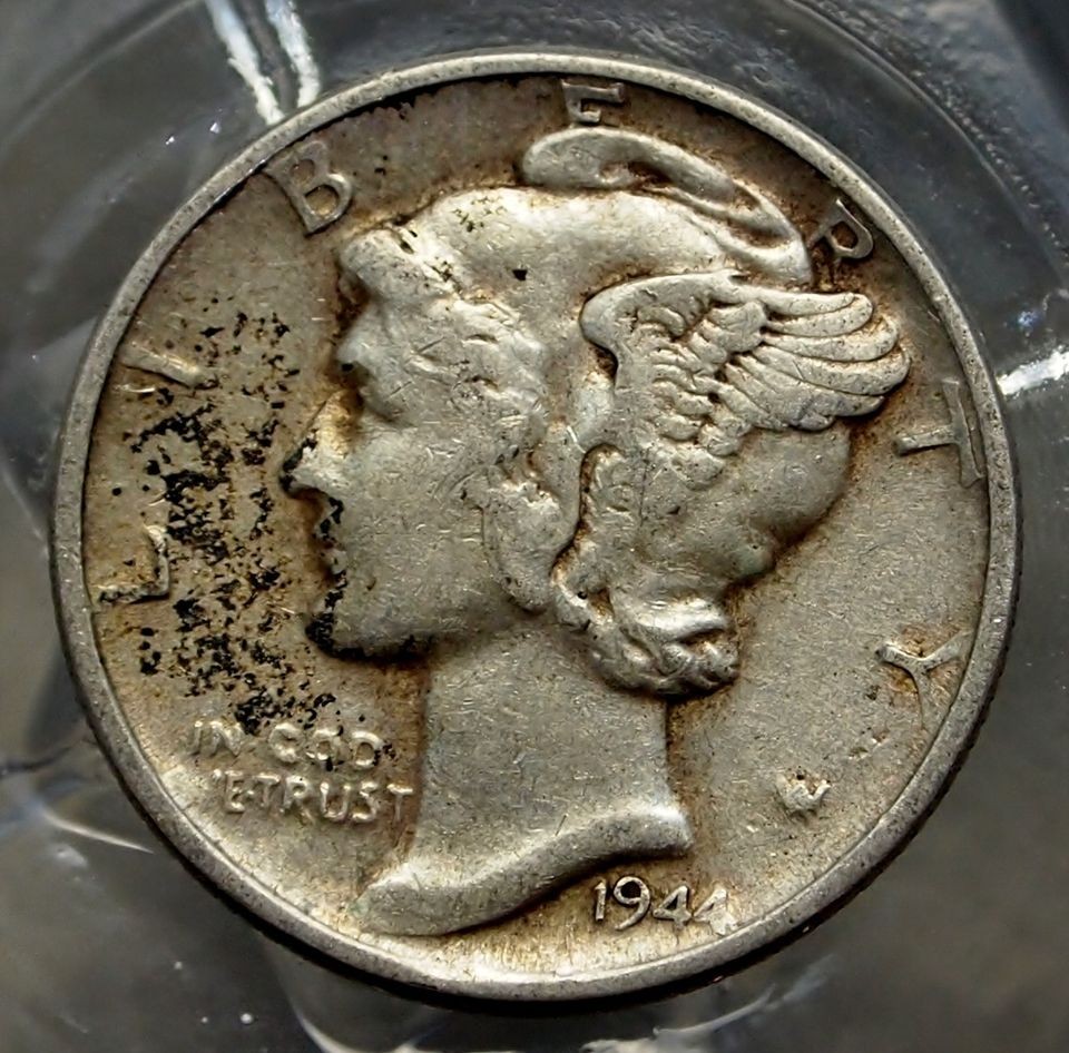 FINE 1944 P 90% SILVER WINGED LIBERTY (MERCURY DIME)#9582