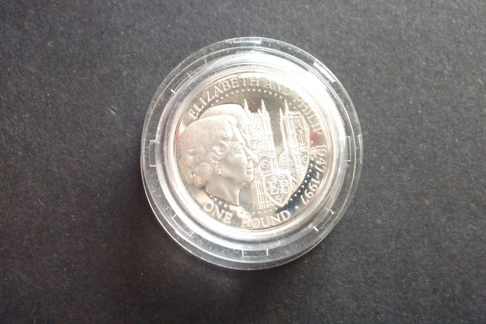 1947 1997 ELIZABETH II SILVER PROOF GUERNSEY £1 COIN