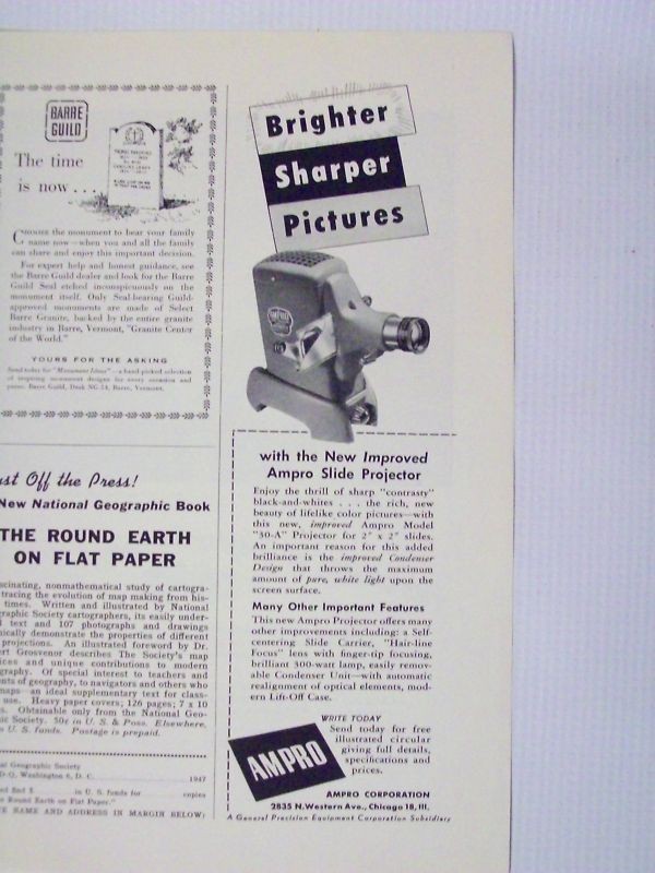 1947 Ampro Slide Projector Vintage Magazine Print Advertisement Page