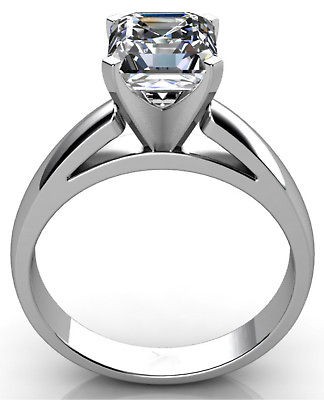 50Ct ASSCHER CUT CATHEDRAL STYLE ENGAGEMENT RING 14K GOLD 