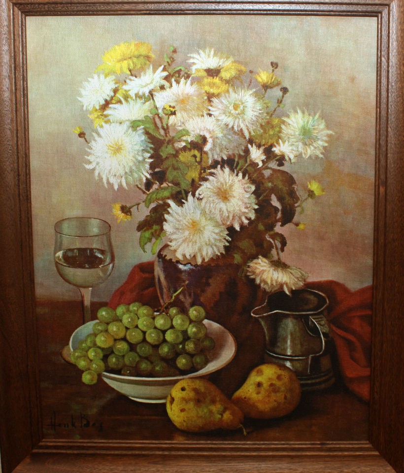   ART FRUIT STILL LIFE HENK BOS OIL Painting 1961 D.A.C NY LITHO PRINT