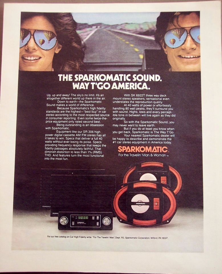 1982 Sparkomatic Sound car radio w/ AM/FM stereo Original Vintage AD