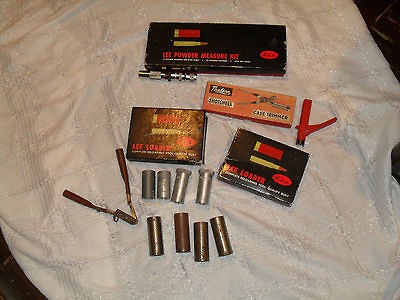 vintage lot of shell reloading equipment for various shell sizes