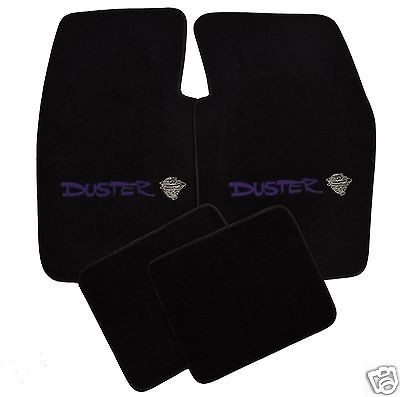 Plymouth Duster 1970 1973 4pc Floor mats *Black w/ PURPLE DUSTER Logo 