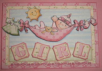 Handmade Greeting Card 3D New Baby With A Baby On A Clothesline