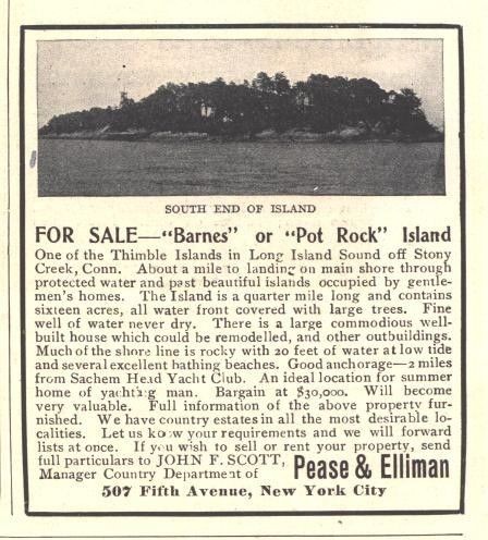 1907 lg b ad pease elliman barnes or pot rock island for sale