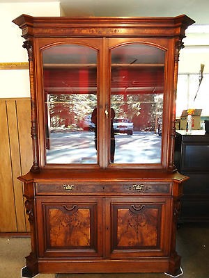 ANTIQUE ENGLISH SECRETARY DESK Library SideBoard Chest Cabinet 