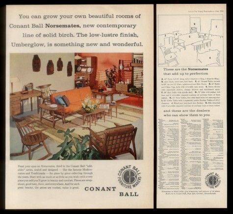 1959 Conant Ball Norsemates modern furniture sofa chair table desk 