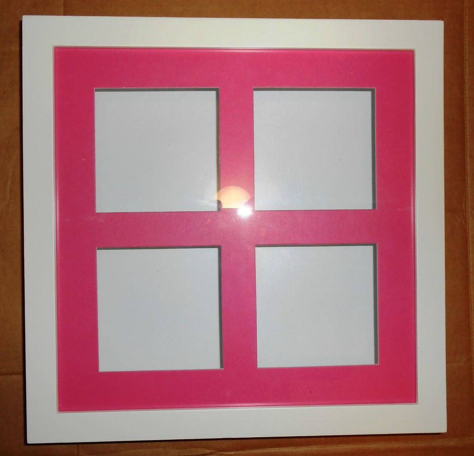 Pottery Barn PB Kids WHITE SHADOW BOX WITH 4 PINK WINDOWS 5 X 5, NEW 