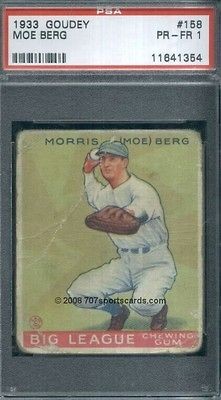 1933 Goudey 158 Moe Berg PSA 1 (1354)