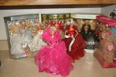 Newly listed Holiday Barbies   1988 1993 lot of 7 Barbie