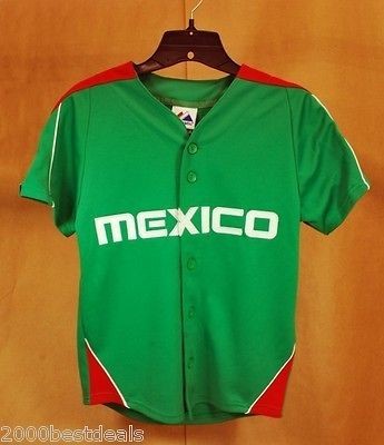 MAJESTIC MEXICO TEAM BASEBALL JERSEY JUNIOR SIZE GREEN RED WHITE 