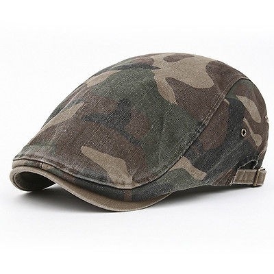 Newsboy Beret Flat Cap Hat DMO KHAKI Cabbie Gatsby Camo Hunting 