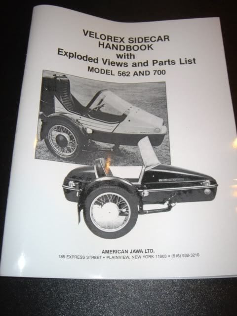 VELOREX/JAWA SIDECAR PARTS/SHOP/SERVICE MANUAL MODEL#562 & 700 GREAT 