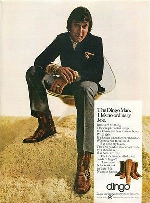 1970 Joe Namath, Dingo Boots ad, Boots Are His Thing