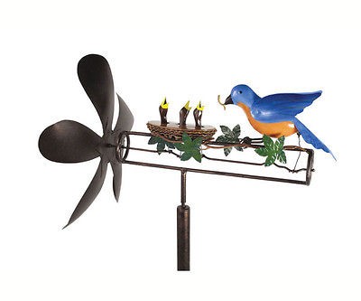 Bluebird Mama & Nest Whirligig w/Pole 