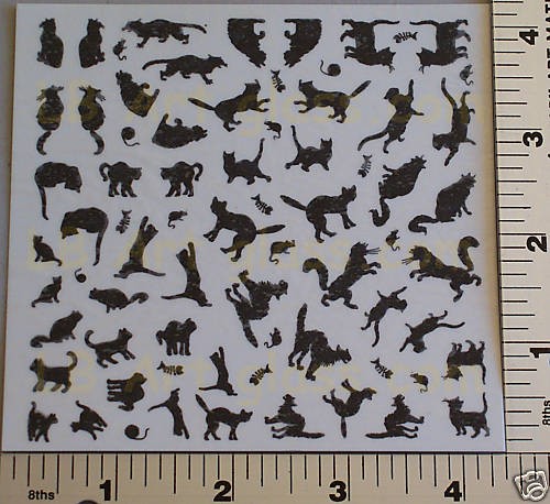 DECAL MAGIC SILHOUETTES CATS BLACK HIGH GLOSS ENAMEL KILN FUSING HIGH 