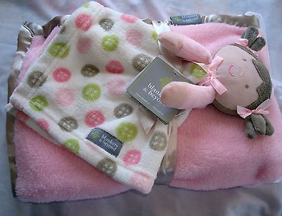 NEW BLANKETS & BEYOND PINK SWIRL SHAWL & BABY Adorable Nunu Security 