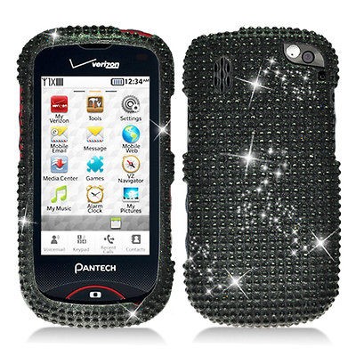 Black Bling Hard Snap On Cover Case for Pantech Hotshot 8992 Verizon 